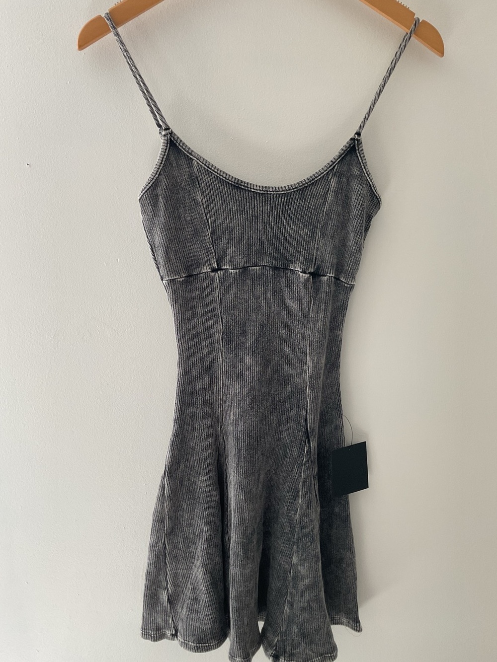 Lulus Simply Pretty Washed Black Ribbed Pleated Sleeveless Cotton Mini Dress - Picture 5 of 10